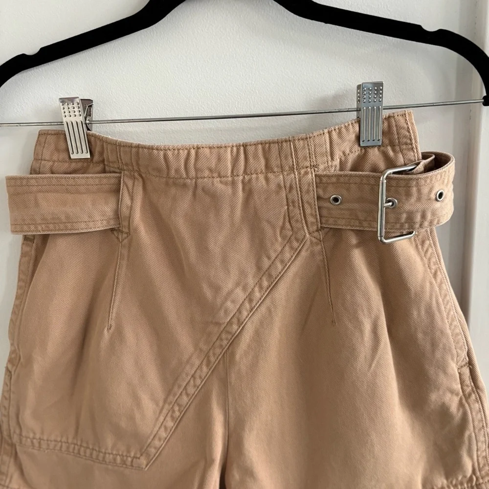 Urban Outfitters Womens Khaki High Waisted Belted Shorts Crisscross Skort Look 0